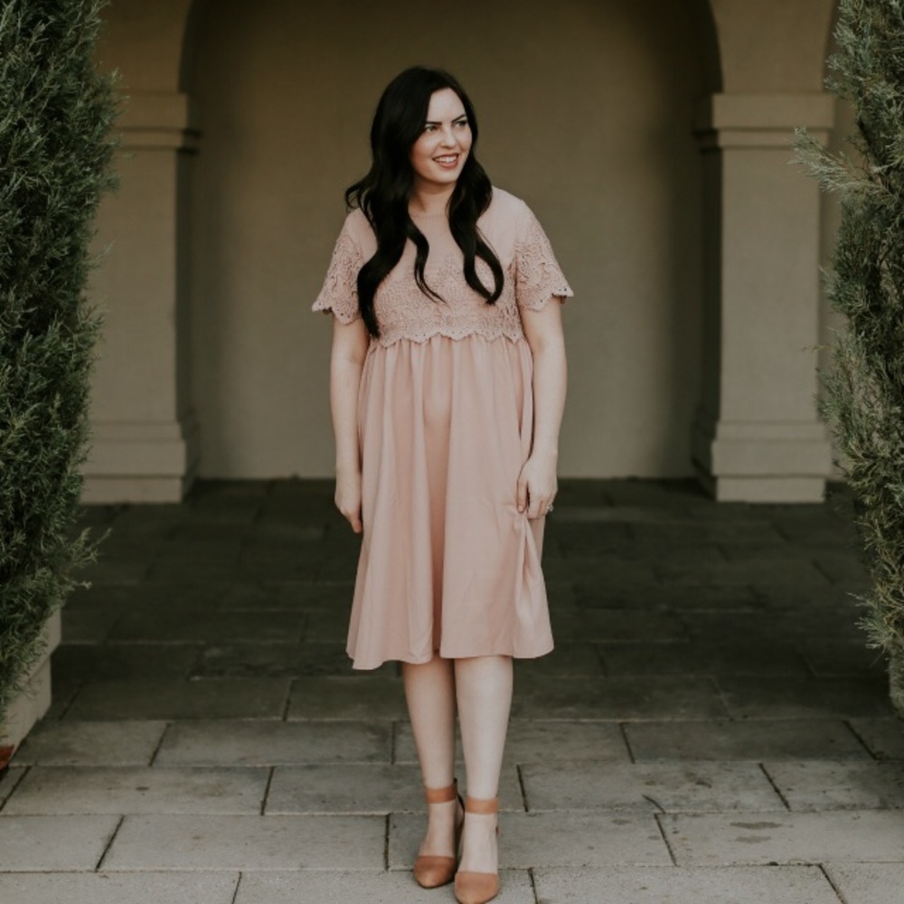 Blush/nude lace dress